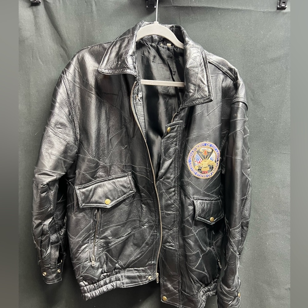 Men's Vintage Large Distressed Leather US Army Bomber Jacket
